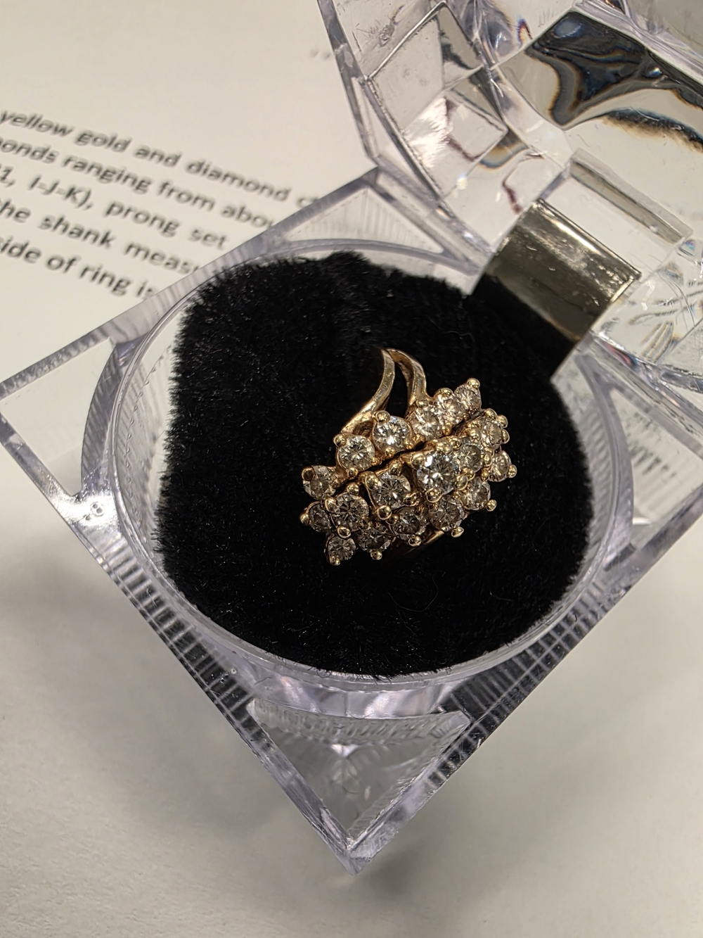 Vintage Gold Cluster Waterfall Cocktail Ring - Women Jewelry